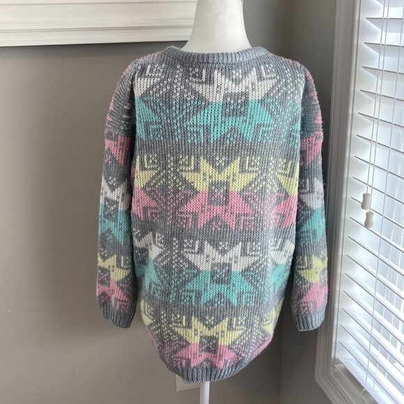 Vintage 80s Croquet Club Gray Crewneck Snowflake Winter Sweater Size Large - Picture 7 of 13